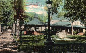 Vintage Postcard Grand Union Court Restaurant Fountain Saratoga Springs New York