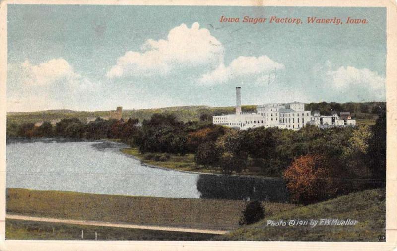 Waverly Iowa Sugar Factory Birdseye View Antique Postcard K47082