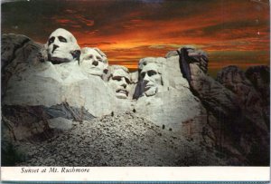 Postcard SD - Sunset at Mt. Rushmore