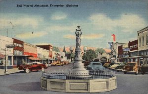 Enterprise Alabama AL Boll Weevil Monument Linen Vintage Postcard