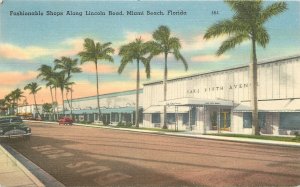 Postcard Florida Miami Beach Fashionable Shops Lincoln Road Tichnor 23-7105