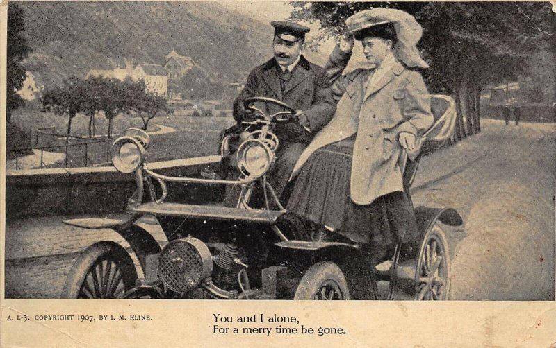1907 Automobile Car Romantic Postcard You And I Alone