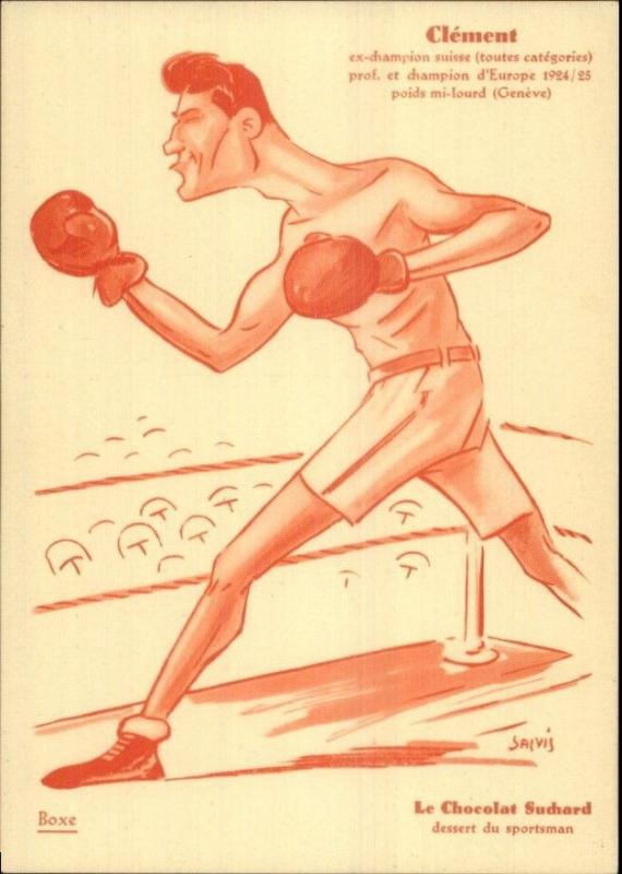 Suisse Swiss Boxing Caricatures Boxers Chocolats Suchard Set 6 Postcards gfz