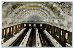 1912 Banquet Hall Masonic Temple Interior Ft. Scott Kansas KS Vintage Postcard