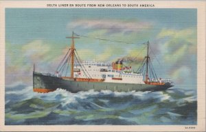 Postcard Ship Delta Liner en Route New Orleans to South America