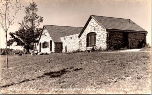 Real Photo Postcard Beach House in Backbone State Park, Iowa~138639