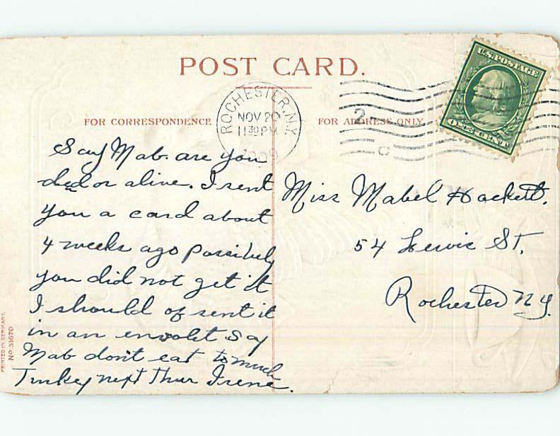 Pre-Linen thanksgiving signed CLAPSADDLE - TURKEY WITH CUP AND SAUCER HQ7619