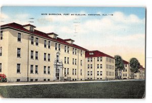 Anniston Alabama AL Postcard 1941 Fort McClellan Main Barracks