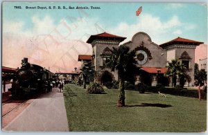 c1910s San Antonio, TX Sunset Depot Southern Pacific Railway Train Station A189