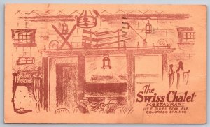 Sketches~Colorado Springs~The Swiss Chalet Restaurant~PM 1939~Vintage Postcard