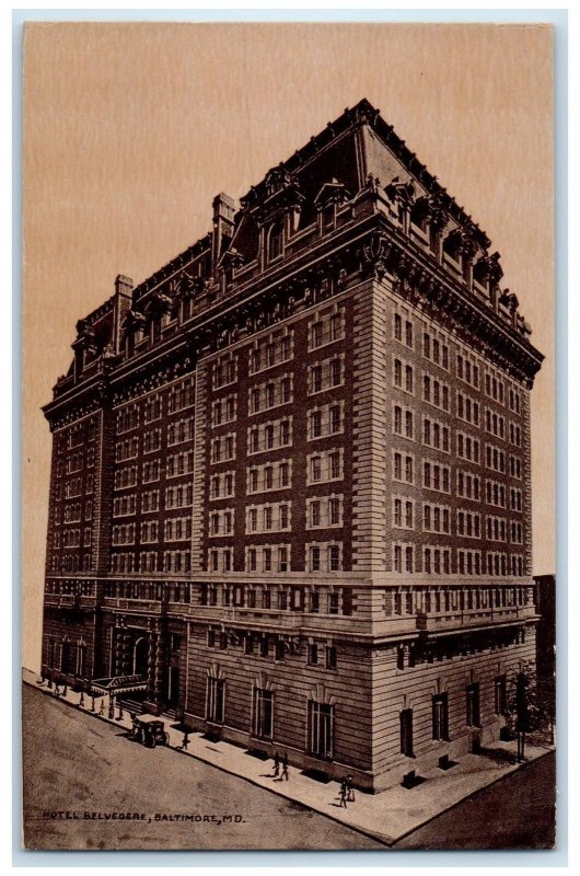 c1910s Hotel Belvedere Exterior Roadside Baltimore Maryland MD Unposted Postcard