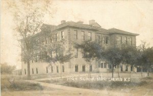 Postcard RPPC Kansas Larned High School Building 23-8590