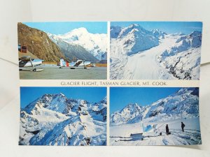 Glacier Flight Tasman Glacier MT Cook New Zealand Vintage Multiview Postcard