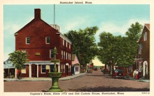 Vintage Postcard Nantucket Island Captain's Room Old Custom House Massachusetts