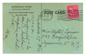 VT - Rutland. Lindholm's Diner ca 1953
