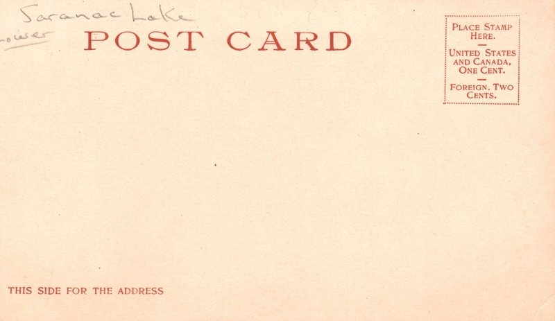 Vintage Postcard Saranac Globe Bartlett's Carry Round Lake Adirondack Mountains