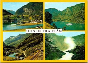 Greetings from Flam og Flamsdalen Norway Postcard multiview
