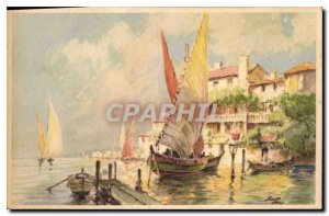 Old Postcard Fantasy Fishing Boat