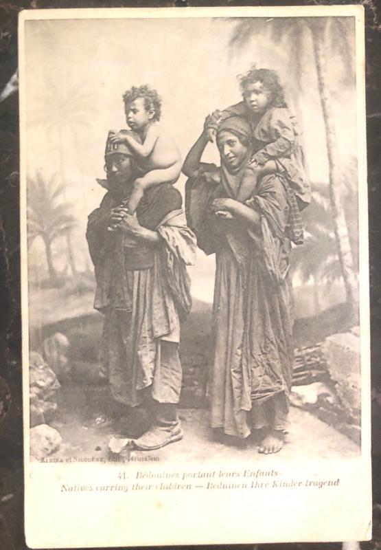 Mint Jerusalem Palestine RPPC Postcard bedouins Caring Their Child