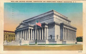 USA New Archives Building Washington D.C. Linen Vintage Postcard 07.61