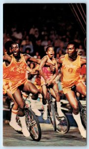 WIZARDS on WHEELS ~ King Charles Troupe UNICYCLE BASKETBALL 1976 Postcard