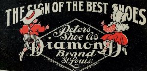 Trade Card Sticker Peters Shoe Co's Diamond Brand Adorable Boy & Girl F93