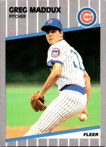1989 Fleer Baseball Card Greg Maddux Chicago Cubs sk10640