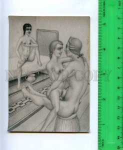 213229 RUSSIA sex lovers w/ two girl LUBOK photo miniature