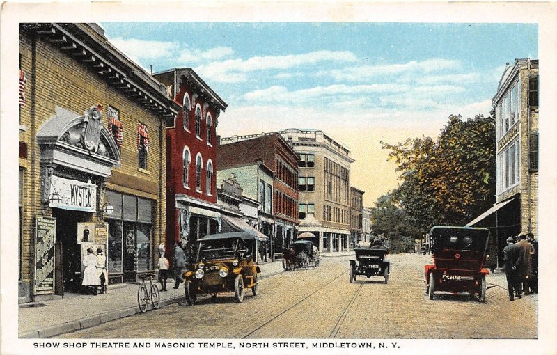 H58/ Middletown New York Postcard c1910 Show Shop Theatre Masonic 15