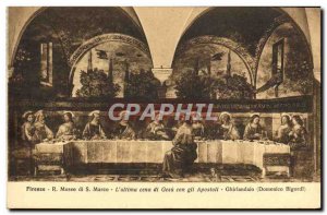 Old Postcard Firenze R Museo Di Marco L & S # 39Ultima Cena Di Gesu Con Gli A...