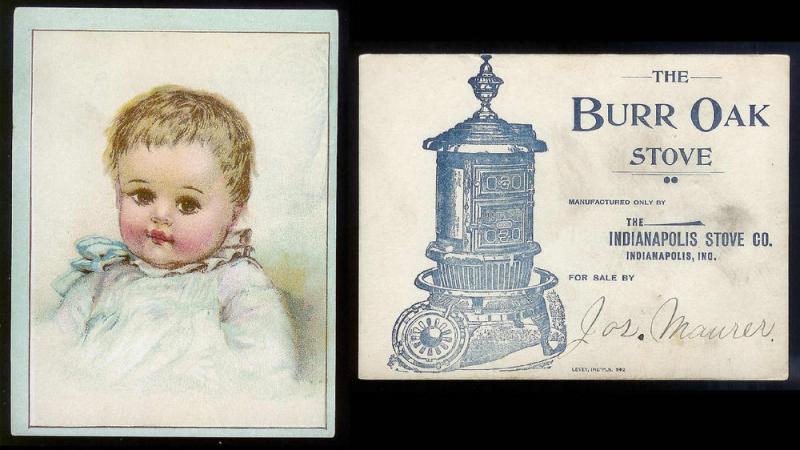 VICTORIAN TRADE CARD Baby Boy - Burr Oak Stove