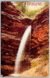 Rock Springs Wyoming c1910 Postcard Four Mile Cascade Waterfall
