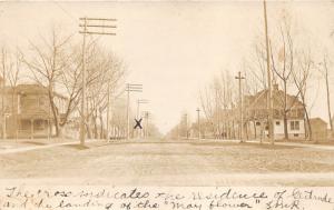 Fremont Michigan~Residential Street Scene~X Shows Landing of May Flower~'07 RPPC