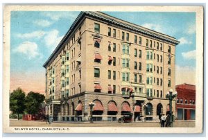 1918 Selwyn Hotel & Restaurant Classic Car Charlotte North Carolina NC Postcard