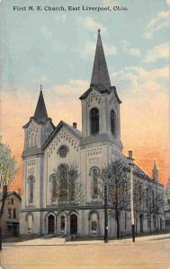 First M. E. Church East Liverpool Ohio 1910c linen postcard