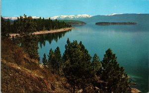 Flathead Lake Kalispell-Polson Montana MT Postcard Plastichrome UNP chrome