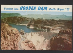 NEVADA-ARIZONA Hoover Dam and Lake Mead in Black Canyon Greetings from ~ Chrome