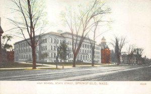 HIGH SCHOOL STATE STREET SPRINGFIELD MASSACHUSETTS POSTCARD (c. 1912)