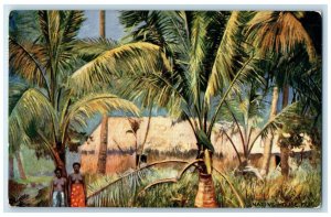 c1910 Trees Native House Fiji Antique Unposted Oilette Tuck Art Postcard