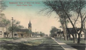 NORTH PLATTE NE Residential View West 5th Street Hand Colored Vintage Postcard