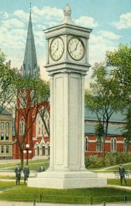 Postcard Early View of The Clock on the Green in Waterbury, CT.     R2