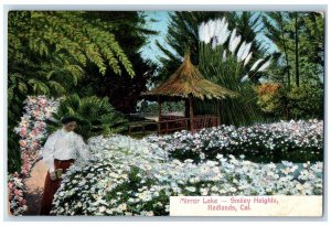 Miror Lake Smiley Heights Hut Flowers Scene Redlands California CA Postcard 