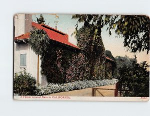 Postcard A Flower covered Barn in California