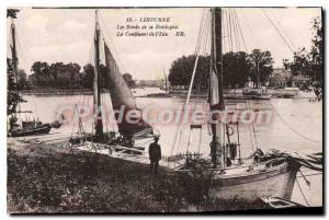 Old Postcard Libourne The Banks of the Dordogne The Confluence of I'Isle