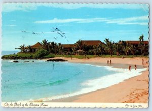 Kauai Hawaii Postcard Sheraton Kauai Poipu Beach Exterior c1973 Vintage Antique