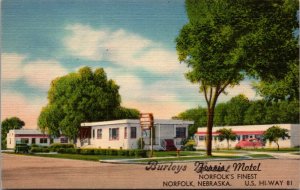 Linen Postcard Burleys Motel Ferris Motel U.S. Hi-way 81 in Norfolk, Nebraska