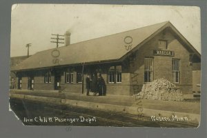 Waseca MINNESOTA RPPC c1910 DEPOT Train Station C. & N.W. R.R. C&NW nr Owatonna