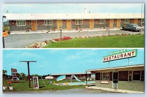 c1960 West Athens New York NY Vintage Postcard Sunrise Motel Dual View Building