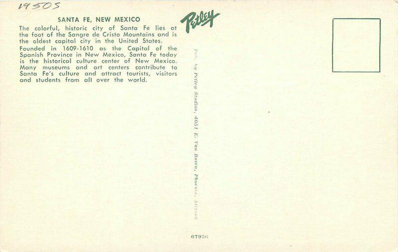 Birdseye 1950s Santa Fe New Mexico Postcard Petley 3774