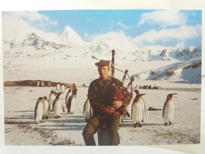 Royal Scots Piper St Andrews Bay South Georgia Vintage Postcard 1984 by J Rhind